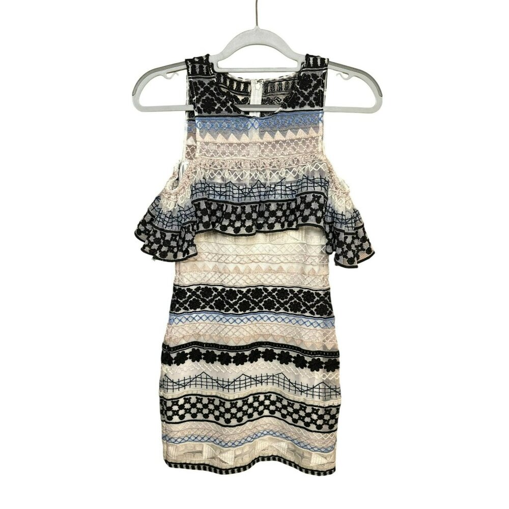 Eleni Boho Dress Womens XS 15x34.5 Ruffle Trim‎ Cold-Shoulder
